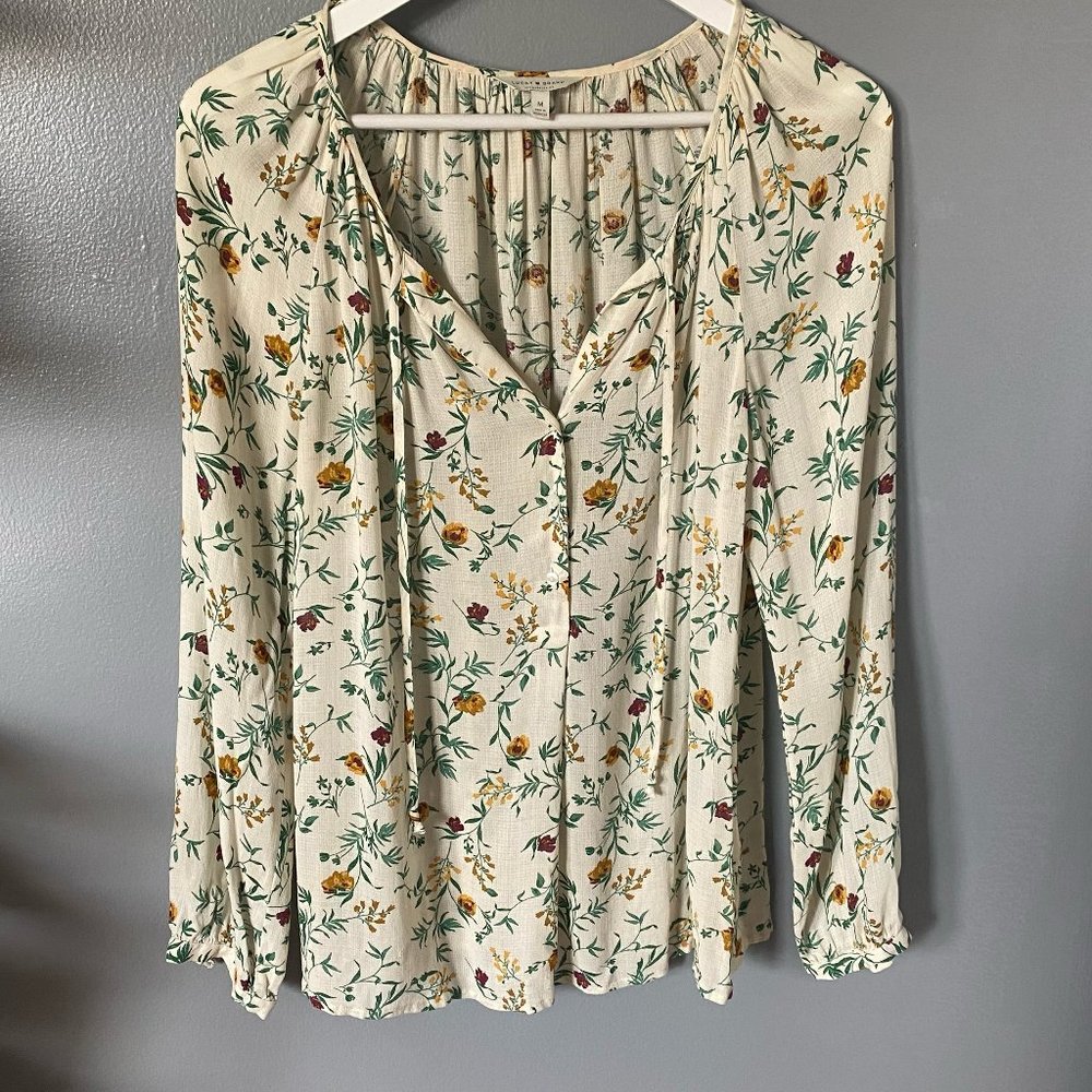 Lucky Brand floral peasant blouse -- barely worn!